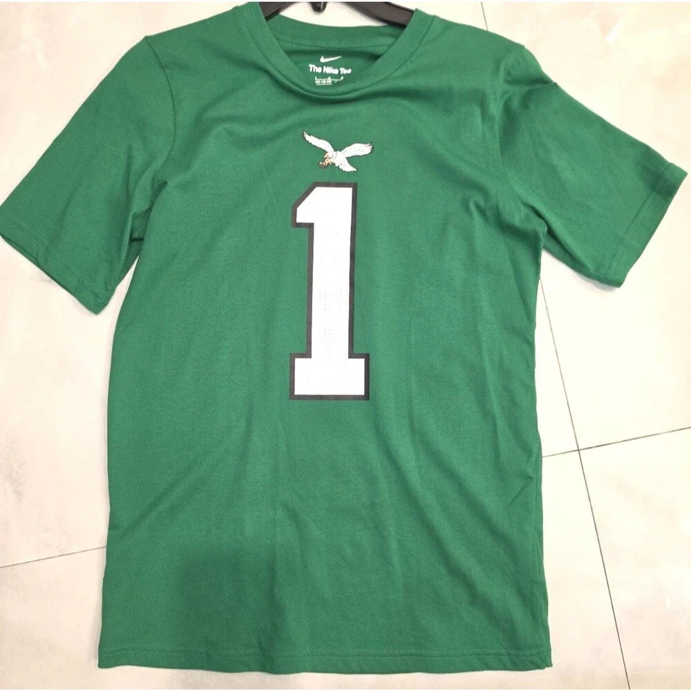 NWOT Nike Boy's Jalen Hurts Kelly Green Philadelphia Eagles T-Shirt 14/16 Large